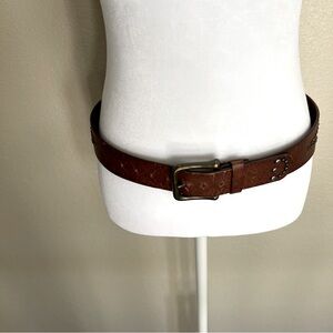 Brown Leather Studded Belt